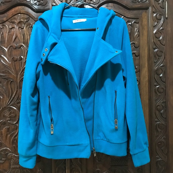 NWOT - Hooded fleece moto-style sweatshirt/jacket - Picture 7 of 8